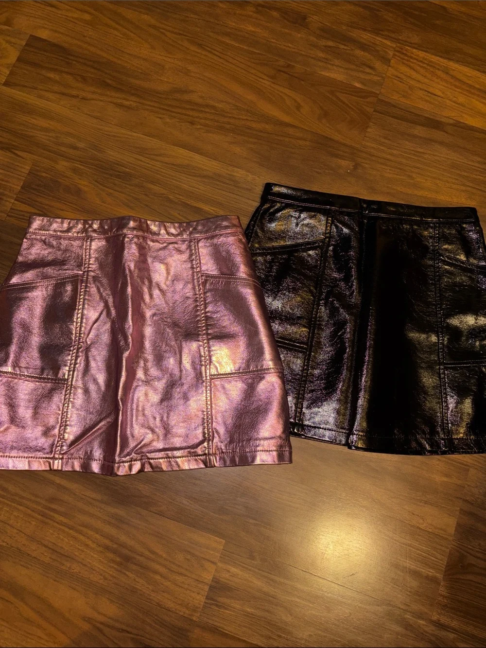 art class Metallic Pink and Black Vegan Leather Mini Skirts